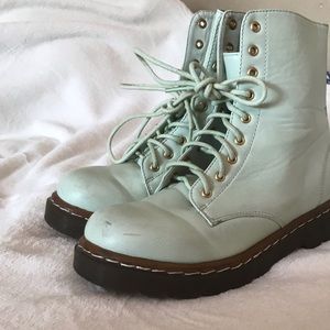 Mint colored combat boots